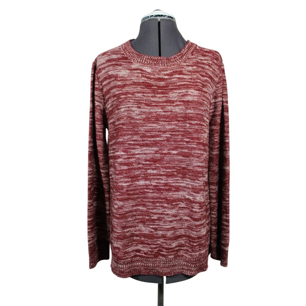 Madison Lilly women's marled cross back crew neck knit pullover sweater L‎